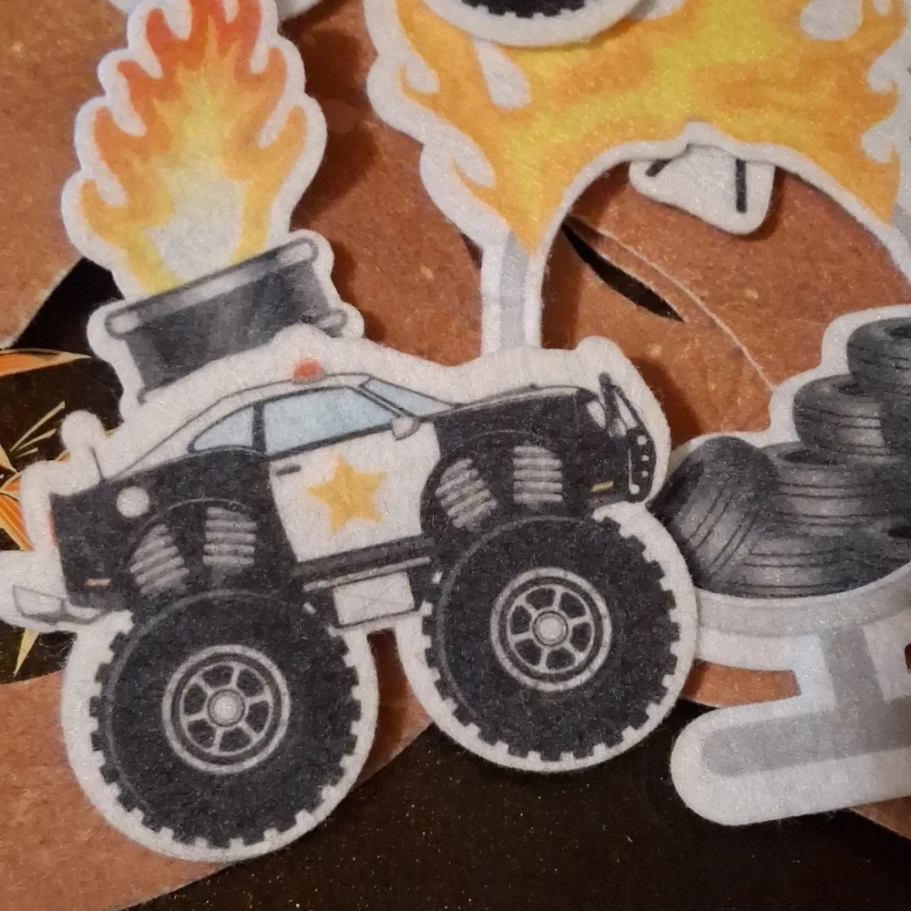 Monster Truck Feltboard Flannelboard Set Racetrack Flags - Picture 5 of 7